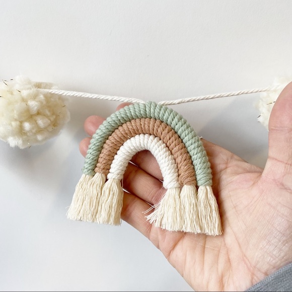 Macrame Rainbow Garland Baby Shower Garland Decor Nursery Baby Pastel Room Decor - Picture 2 of 4